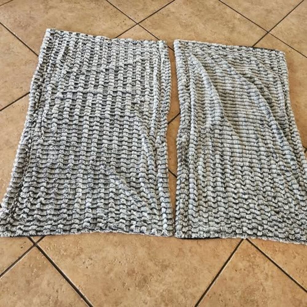 Set of 2 Grey Textured Faux Fur Bed Pillow Cases Sham Covers 36" x 23"